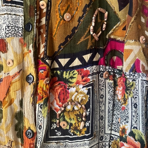 Vintage rayon mixed media patchwork long sleeve button down by Rosey Tomato - Picture 5 of 10